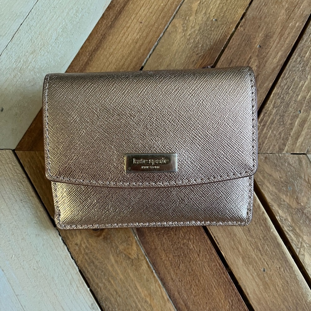 Small Shiny Pink/Champagne Kate Spade Wallet